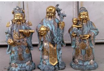 福禄寿雕塑厂家，仿铜佛像价格，家居佛堂摆件