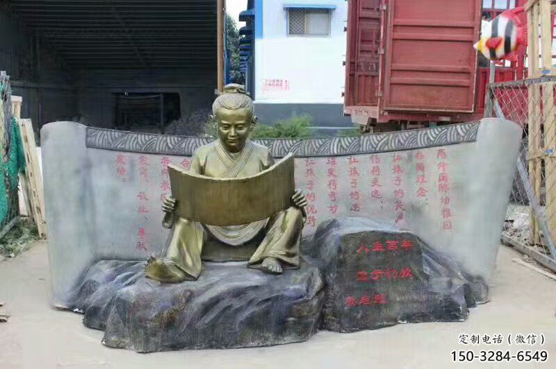 书童雕塑厂家,校园仿古人物,古铜色玻璃钢人物摆件 书童雕塑厂家,校园仿古人物,古铜色玻璃钢人物摆件