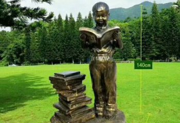 读书雕塑厂家，校园仿铜儿童雕塑，玻璃钢读书人物雕塑小品
