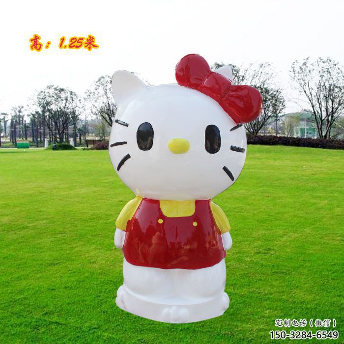 机器猫雕塑厂家，卡通主题小品，彩绘玻璃钢雕塑摆件