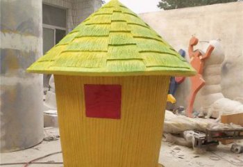 粮仓雕塑厂家，农村雕塑小品，丰收主题玻璃钢雕塑摆件