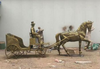 马夫雕塑厂家，古代人物小品，马夫赶车雕塑制作价格