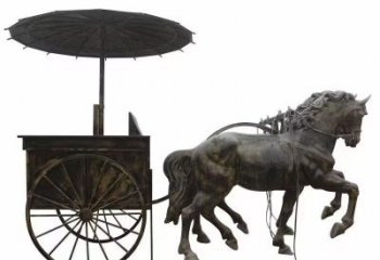 仿铜马车雕塑厂家，公园园林雕塑，玻璃钢马车雕塑制作