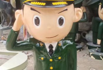 警察雕塑厂家，彩绘卡通人物，玻璃钢警察雕塑制作
