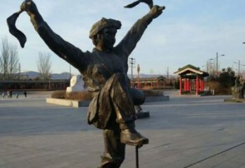扭秧歌雕塑厂家，广场民俗人物小品，仿铜扭秧歌雕塑厂