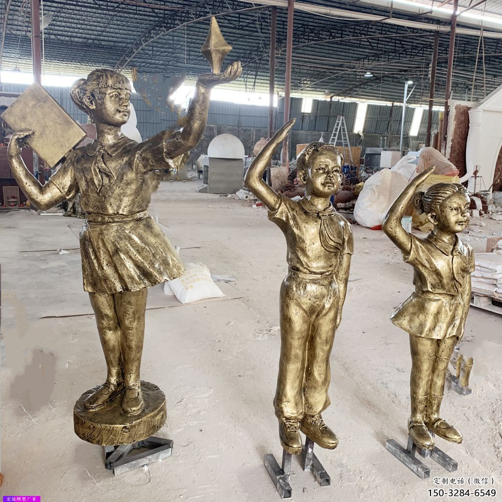 学生雕塑厂家，校园人物小品，仿铜学生雕塑厂