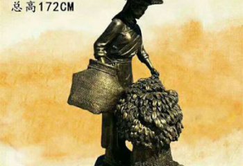 农民雕塑厂家，丰收主题雕塑小品，农村劳动人物场景雕塑