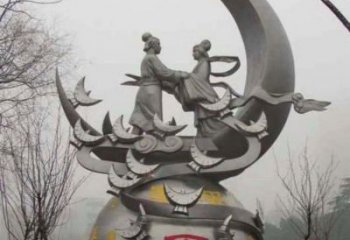 鹊桥会雕塑厂家，爱情人物小品雕塑，古代鹊桥会雕塑制作