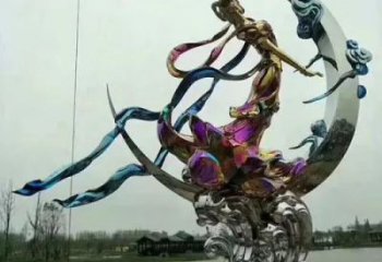 嫦娥奔月雕塑厂家，神话爱情人物小品，公园广场雕塑