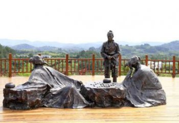 对弈雕塑厂家，公园古代人物小品，玻璃钢对弈人物雕塑