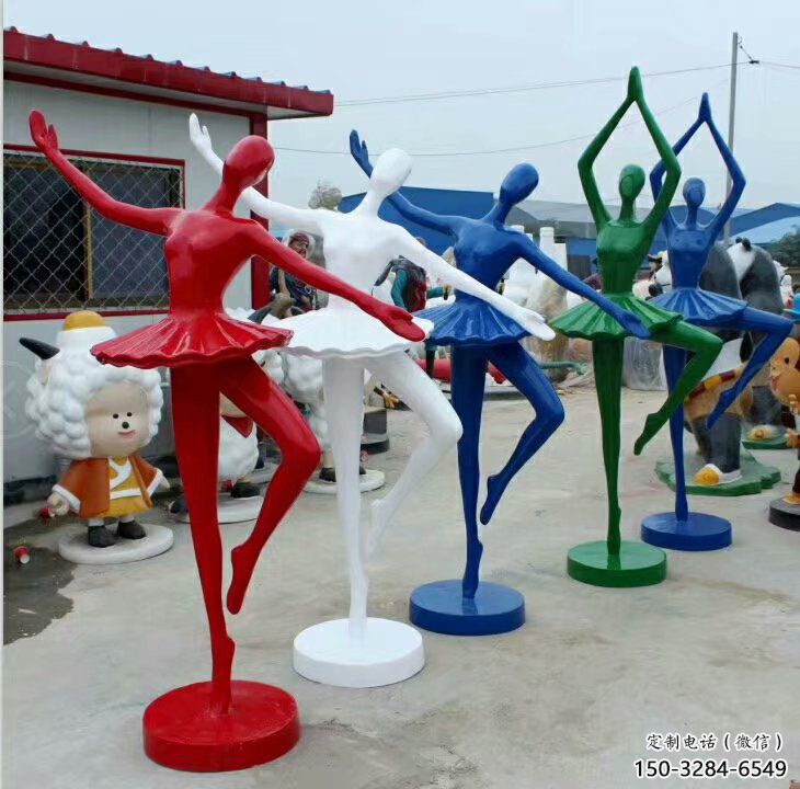 舞女雕塑厂家，抽象音乐主题小品，玻璃钢园林小品雕塑