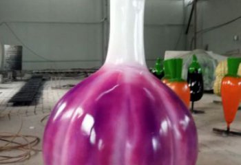 大蒜雕塑厂家，园林蔬菜小品雕塑，玻璃钢仿真大蒜雕塑