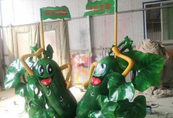 苦瓜雕塑厂家，卡通果蔬小品，卡通玻璃钢苦瓜雕塑摆件