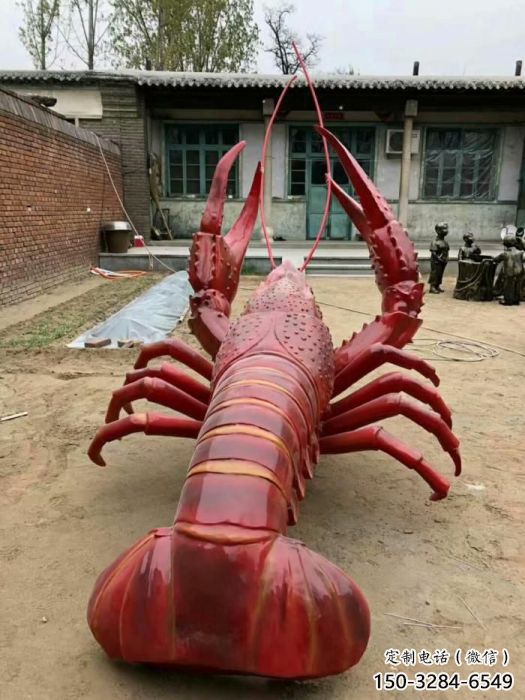 龙虾雕塑厂家,彩绘海洋生物雕塑,仿真玻璃钢龙虾雕塑厂