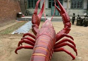 龙虾雕塑厂家，彩绘海洋生物雕塑，仿真玻璃钢龙虾雕塑厂