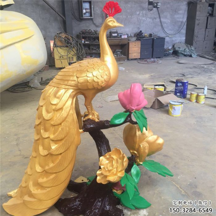凤凰雕塑厂家，玻璃钢凤凰雕塑厂，商场动物小品