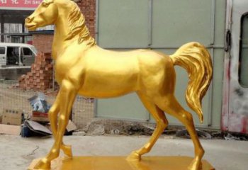 金马雕塑厂家，仿真动物小品，玻璃钢金马摆件雕塑厂