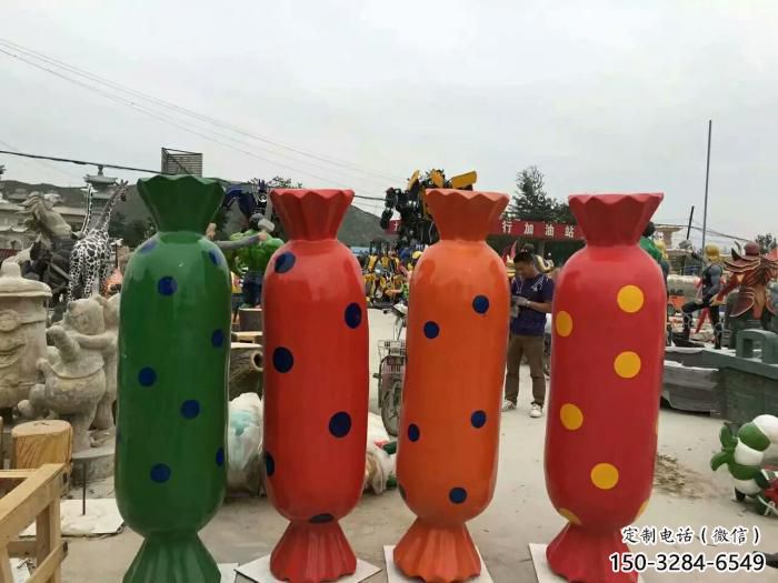 玻璃钢彩绘糖果雕塑