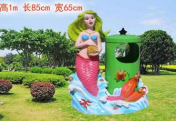 美人鱼垃圾桶雕塑摆件