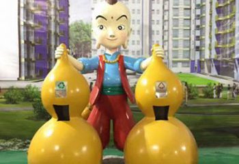 广场济公垃圾桶雕塑