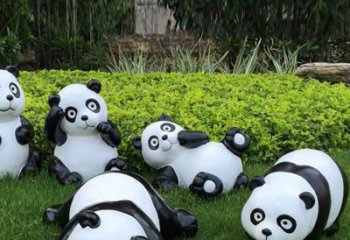 公园熊猫雕塑厂家 酒店门口雕塑 彩绘摆件