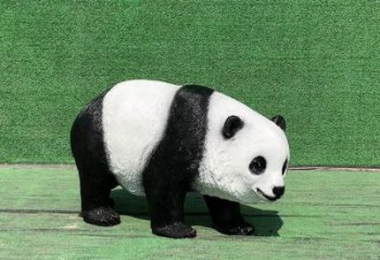 仿古熊猫雕塑厂家 庭院彩绘雕塑 田间小品