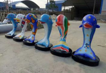 仿古海豚雕塑厂家 庭院彩绘雕塑 田间小品