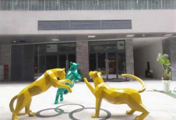 公园豹子雕塑厂家 酒店门口雕塑 彩绘摆件