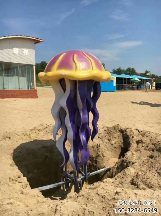 彩绘水母雕塑 仿真海洋生物雕塑 步行街摆件
