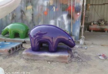 抽象北极熊雕塑 店门口彩绘雕塑 步行街摆件