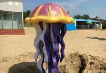 彩绘水母雕塑 仿真海洋生物雕塑 步行街摆件