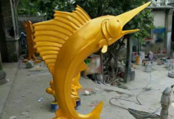 几何剑鱼雕塑 庭院仿真雕塑 彩绘摆件