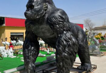 仿古黑猩猩雕塑 庭院彩绘雕塑 田间小品