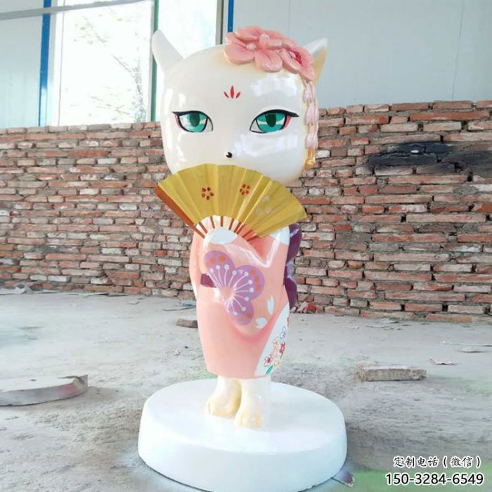 抽象狐狸雕塑 店门口彩绘雕塑 步行街摆件