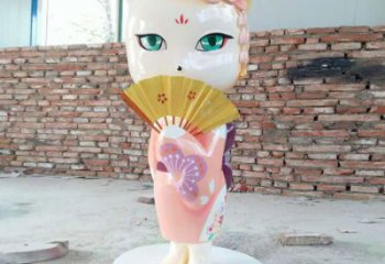 抽象狐狸雕塑 店门口彩绘雕塑 步行街摆件