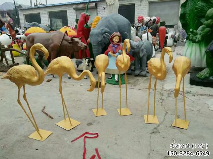 酒店火烈鸟雕塑 庭院仿真雕塑 彩绘小品 酒店火烈鸟雕塑 庭院仿真雕塑 彩绘小品