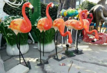 城市火烈鸟雕塑 风景区彩绘雕塑 抽象摆件