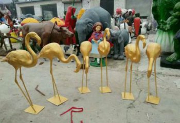 酒店火烈鸟雕塑 庭院仿真雕塑 彩绘小品