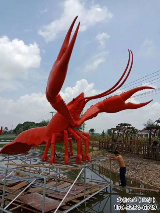 几何龙虾雕塑 庭院仿真雕塑 彩绘摆件
