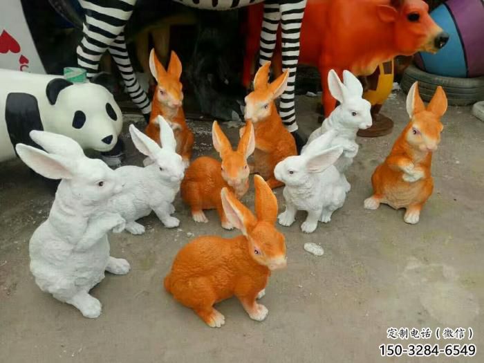 园林大白兔雕塑 风景区仿真雕塑 广场小品