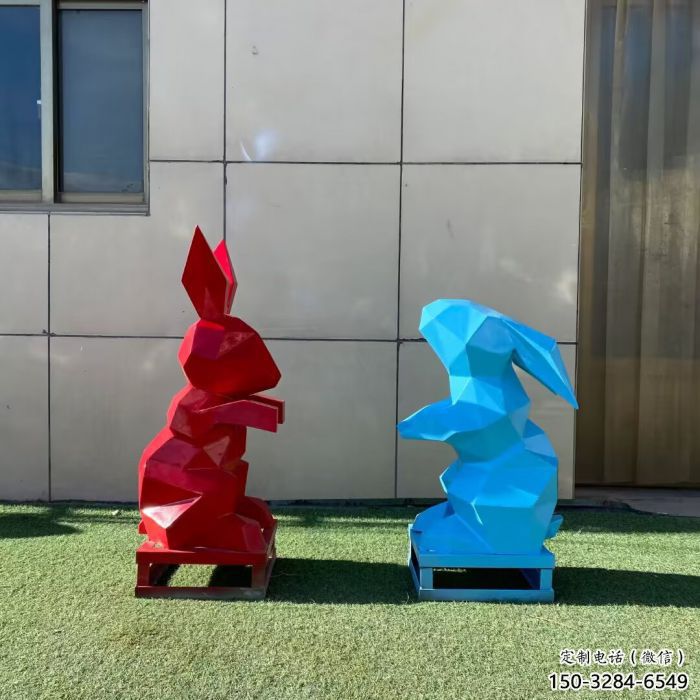 抽象兔子雕塑 店门口彩绘雕塑 步行街摆件