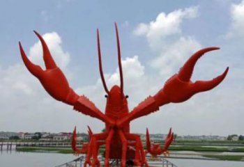 彩绘龙虾雕塑 仿真动物雕塑 步行街摆件