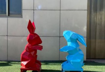 抽象兔子雕塑 店门口彩绘雕塑 步行街摆件