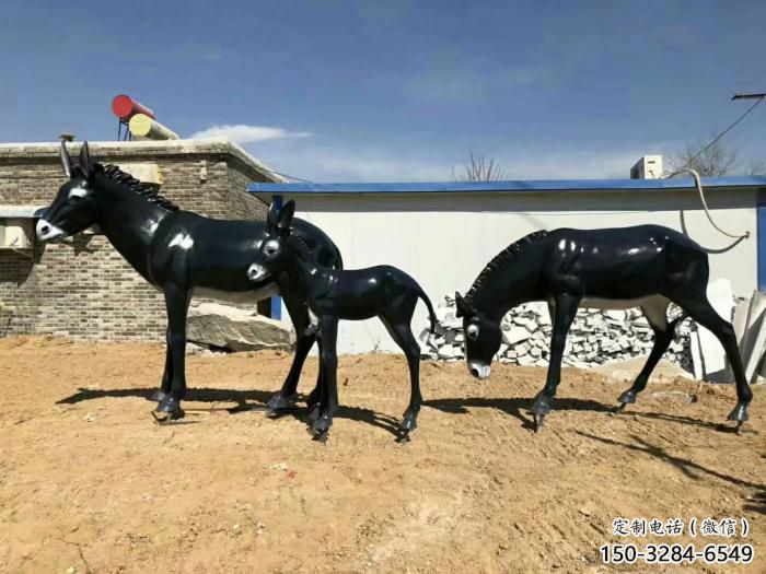 仿古毛驴雕塑 庭院彩绘雕塑 田间小品 仿古毛驴雕塑 庭院彩绘雕塑 田间小品
