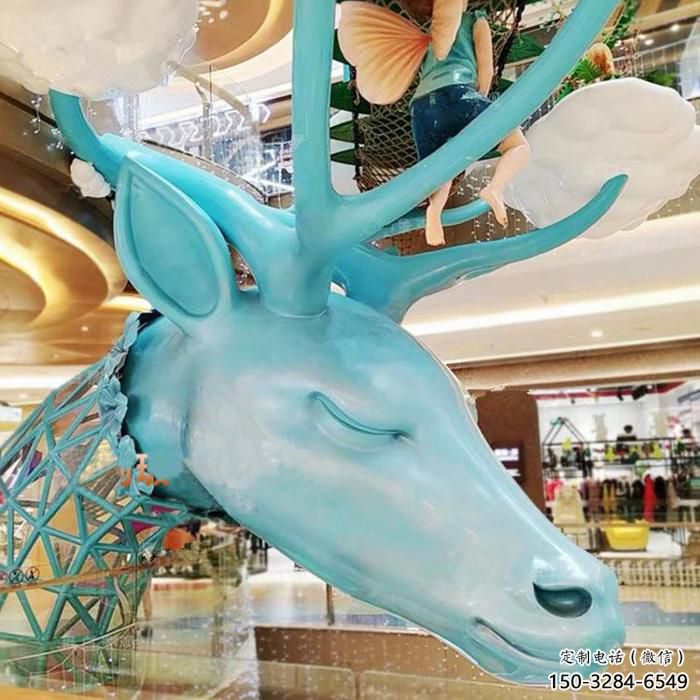 酒店鹿头雕塑 庭院仿真雕塑 彩绘小品 酒店鹿头雕塑 庭院仿真雕塑 彩绘小品