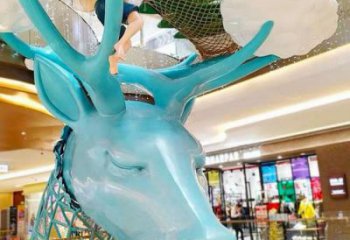 城市鹿头雕塑 风景区彩绘雕塑 抽象摆件