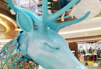 酒店鹿头雕塑 庭院仿真雕塑 彩绘小品
