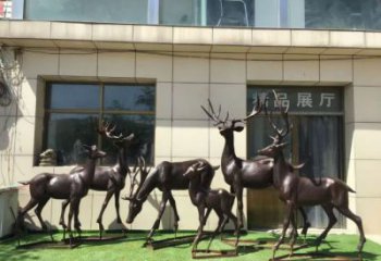 仿古麋鹿雕塑 庭院彩绘雕塑 田间小品