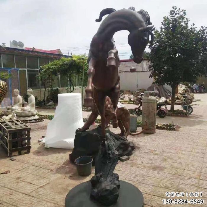 仿古马踏球雕塑 庭院彩绘雕塑 田间小品 仿古马踏球雕塑 庭院彩绘雕塑 田间小品