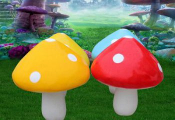 仿古蘑菇雕塑 庭院彩绘雕塑 田间小品